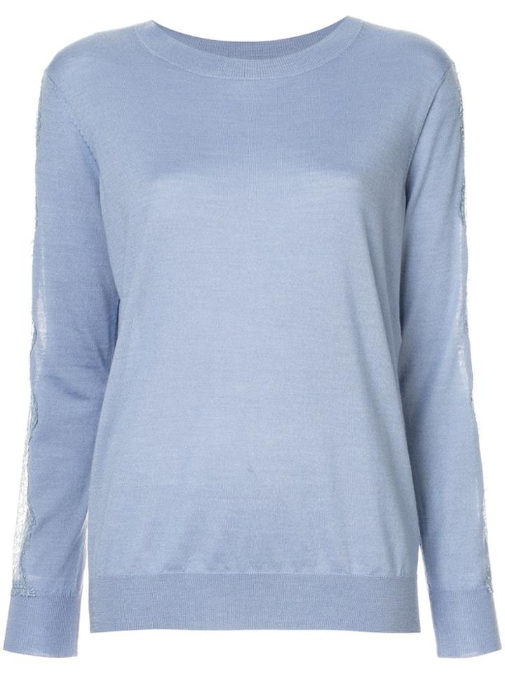 Nina Ricci Lace Panel Knit Top - Blue