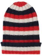 The Elder Statesman Striped Beanie - Red