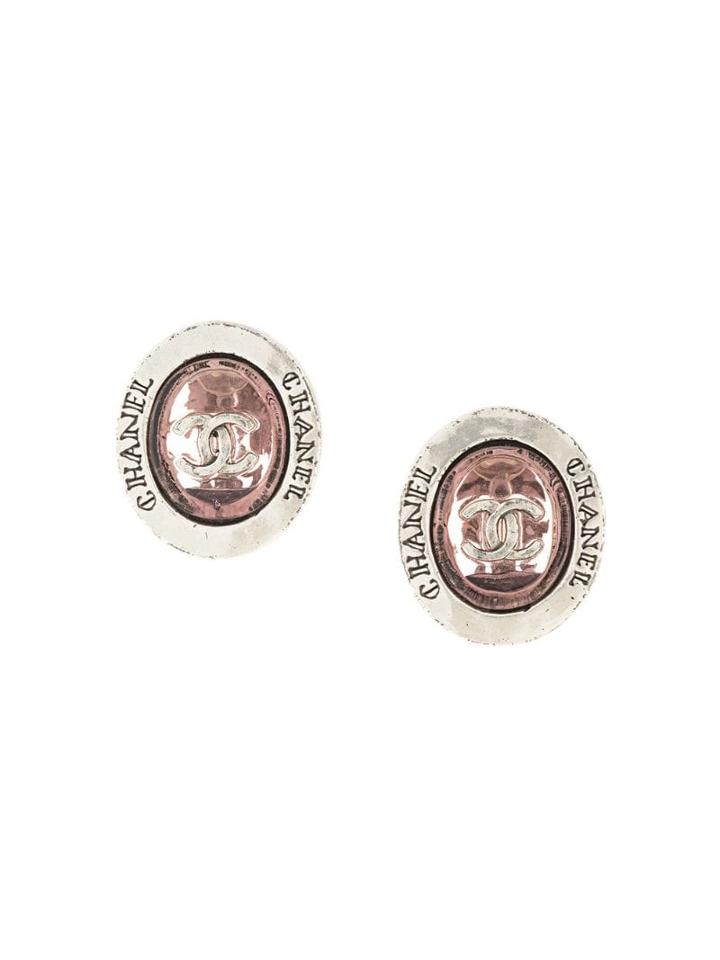Chanel Pre-owned Oval Stone Earrings - Silver