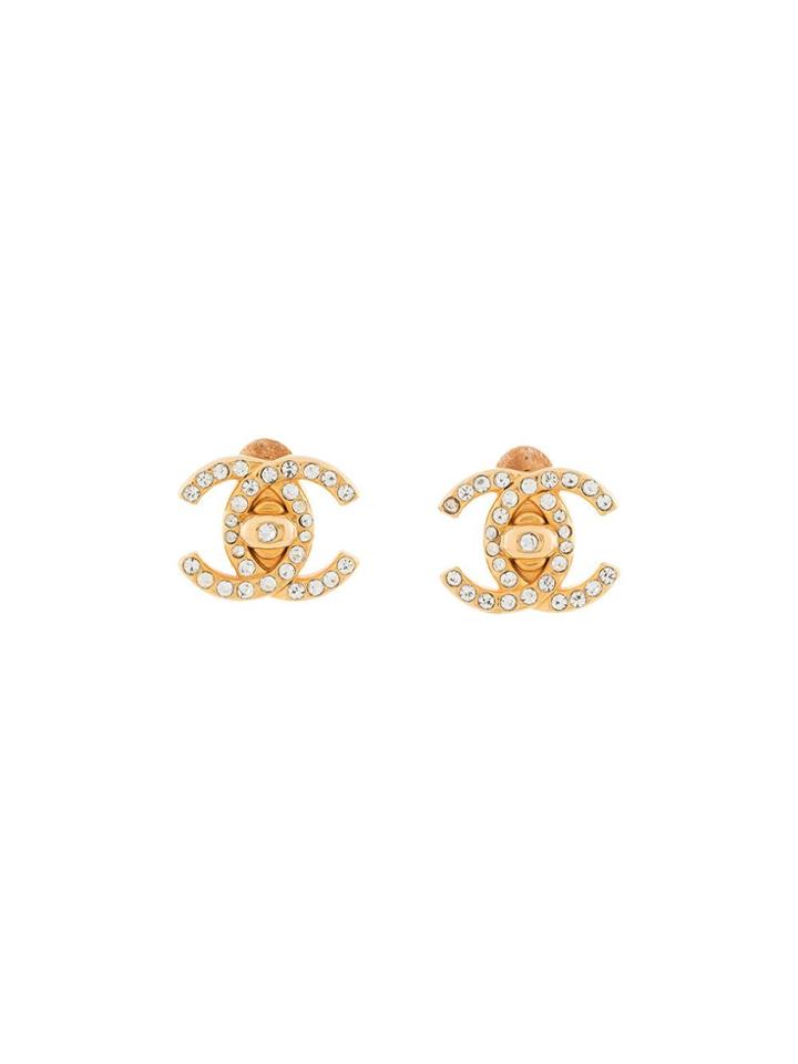 Chanel Vintage Chanel Cc Turnlock Earrings - Gold