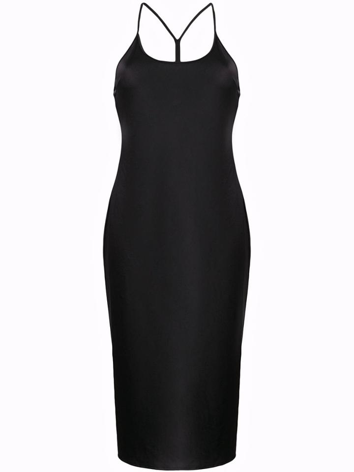 T By Alexander Wang Light Wash & Go Spaghetti Strap Dress - Black