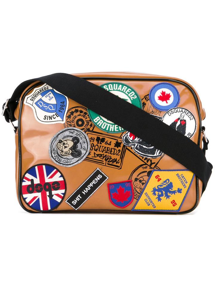 Patch Appliqué Postman Bag - Men - Polyester/polyurethane/viscose - One Size, Brown, Polyester/polyurethane/viscose, Dsquared2