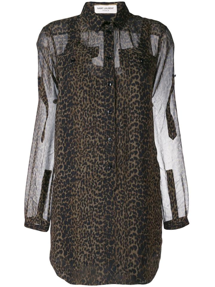 Saint Laurent Leopard Print Blouse - Green