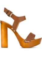 Dsquared2 Ankle Strap Sandals, Women's, Size: 38, Brown, Wood/leather/rubber/wood