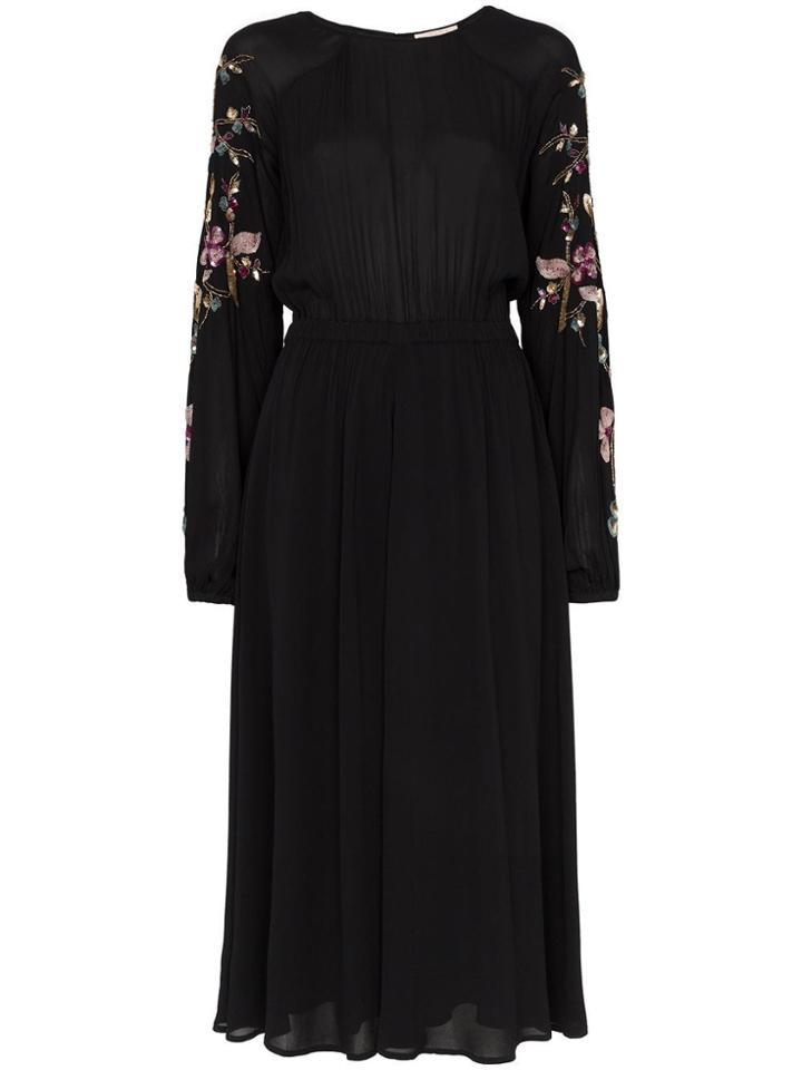 By Timo Floral Sequin Embellished Midi Dress - Black