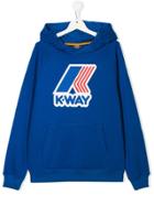 K Way Kids Teen Logo Print Hoodie - Blue