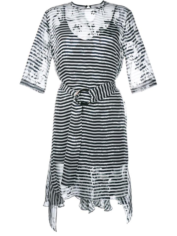 Preen By Thornton Bregazzi Striped Sheer Dress, Women's, Size: Medium, Black, Polyester/silk/viscose/metal