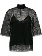 Givenchy Leopard Print Lace Top - Black