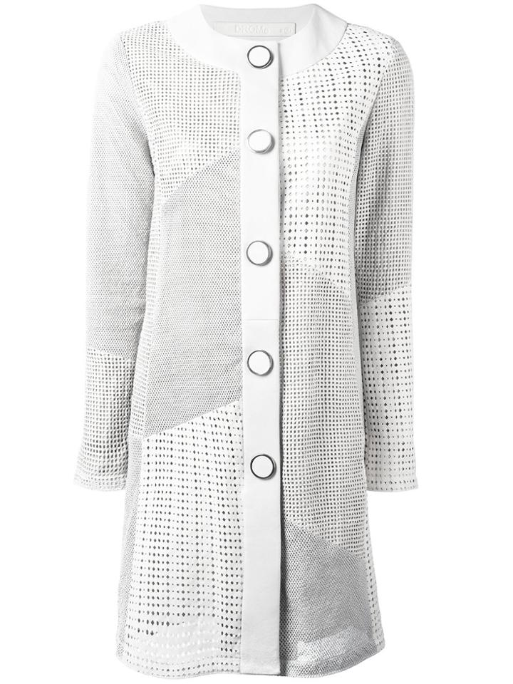 Drome Collarless Leather Coat - White