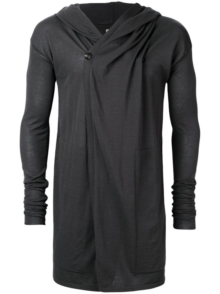 Rick Owens Longline Hooded Cardigan - Grey