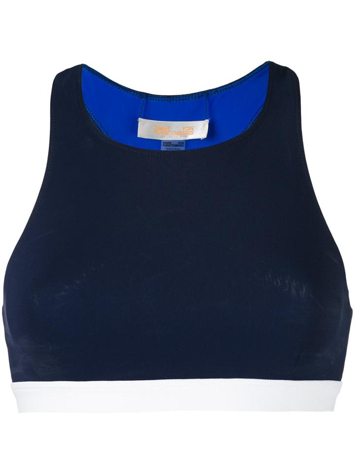 Diane Von Furstenberg - High Neck Bikini Top - Women - Polyamide/spandex/elastane - S, Blue, Polyamide/spandex/elastane