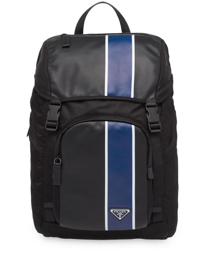 Prada Striped Large Backpack - Black