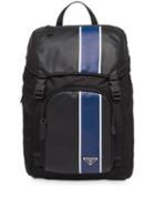 Prada Striped Large Backpack - Black