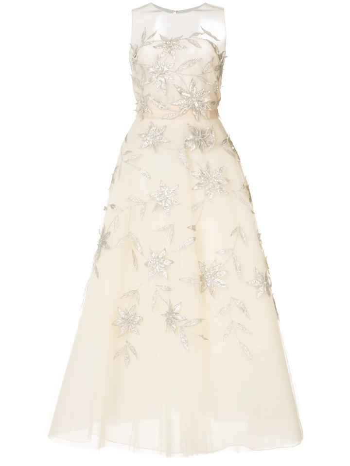Oscar De La Renta Embroidered Gown - Nude & Neutrals