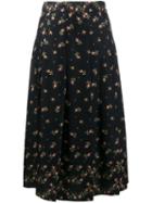 Philosophy Di Lorenzo Serafini Floral Print Pleated Skirt, Women's, Size: 38, Black, Rayon