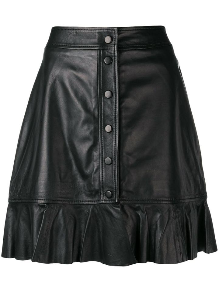 Ganni Mini Leather Skirt - Black