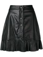 Ganni Mini Leather Skirt - Black