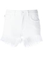 Love Moschino Frayed Hem Denim Shorts, Women's, Size: 42, White, Cotton/spandex/elastane
