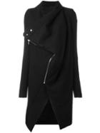 Rick Owens Cowl Neck Zipped Coat, Women's, Size: 42, Black, Virgin Wool/cotton/cupro