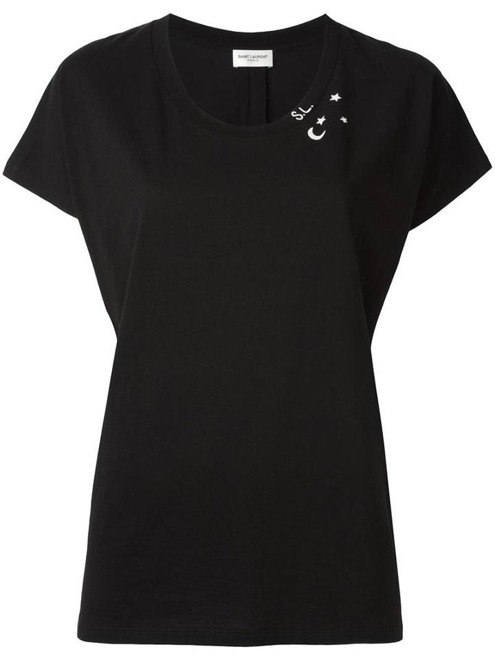 Saint Laurent Constellation Print T-shirt, Women's, Size: Large, Black, Cotton
