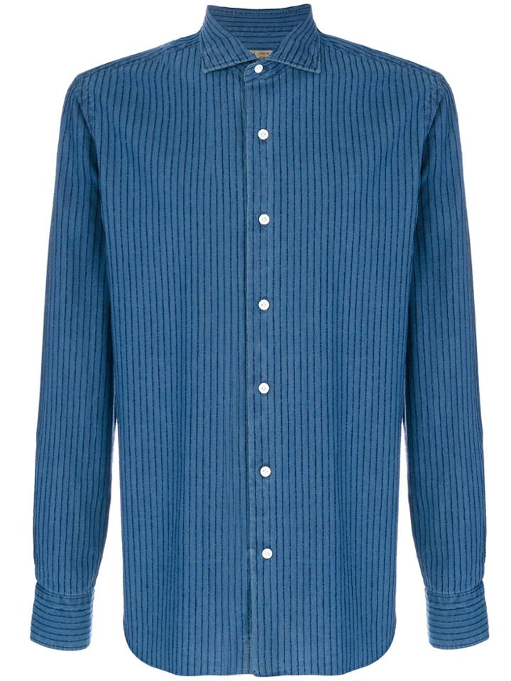 Barba Pinstriped Shirt - Blue