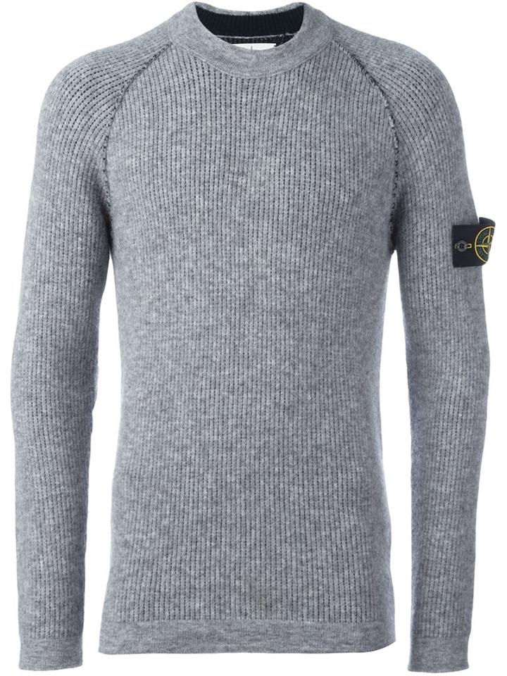 Stone Island Logo Patch Ribbed Jumper