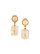 Chanel Vintage Pearl Drop Clip-on Earrings, Women's, Metallic