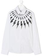 Neil Barrett Kids Teen Lightning Bolt Print Shirt - White