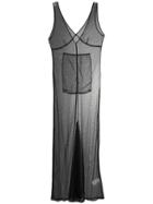 Ssheena Tulle Panel Long Dress - Black