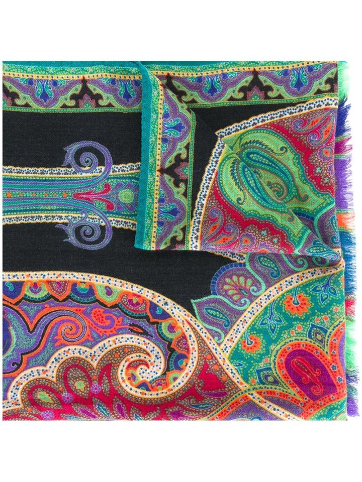 Etro Floral Paisley Print Scarf, Women's, Silk/wool