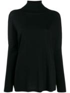 Allude Ribbed Roll Neck Jumper - Black