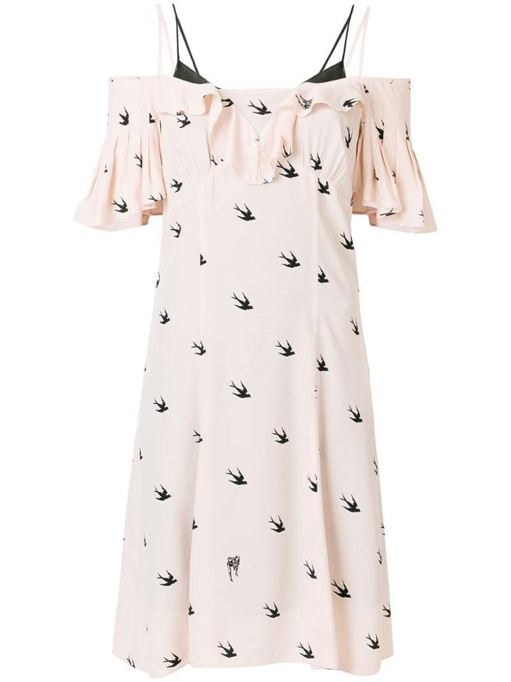 Mcq Alexander Mcqueen Swallow Print Dress - Neutrals