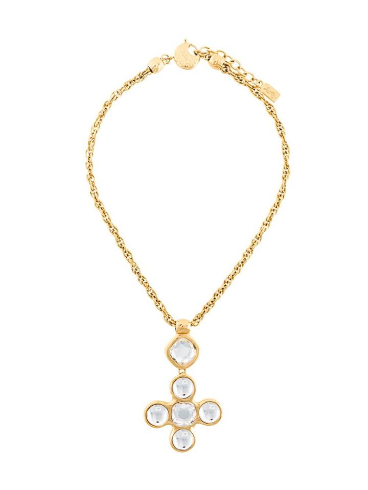 Yves Saint Laurent Vintage Goossens Cross Necklace - Metallic