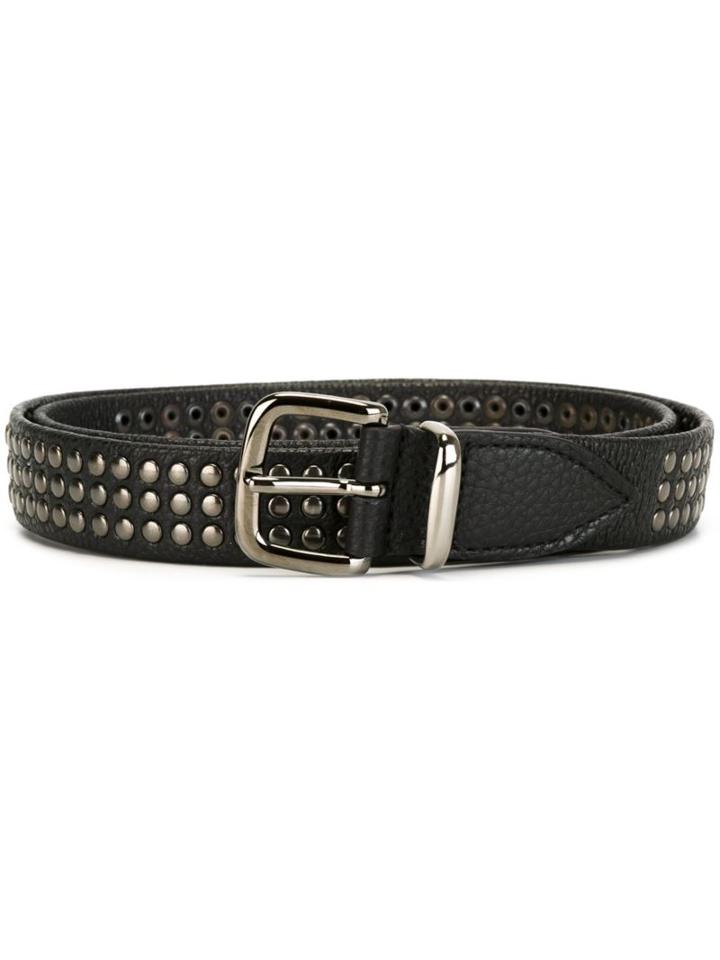 Eleventy Studded Belt, Men's, Size: 95, Black, Leather/metal