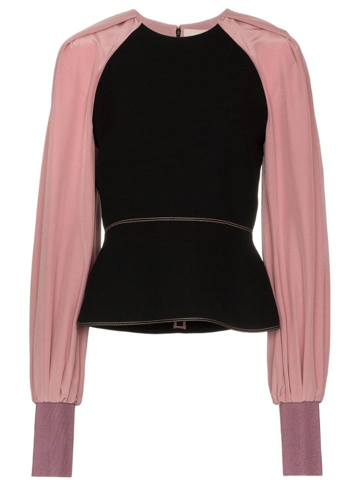 Roksanda Alana Contrasting Sleeves Peplum Top - Black