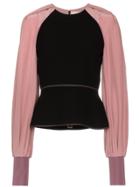 Roksanda Alana Contrasting Sleeves Peplum Top - Black