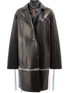 Alexander Mcqueen Whip-stitched Leather Coat - Black
