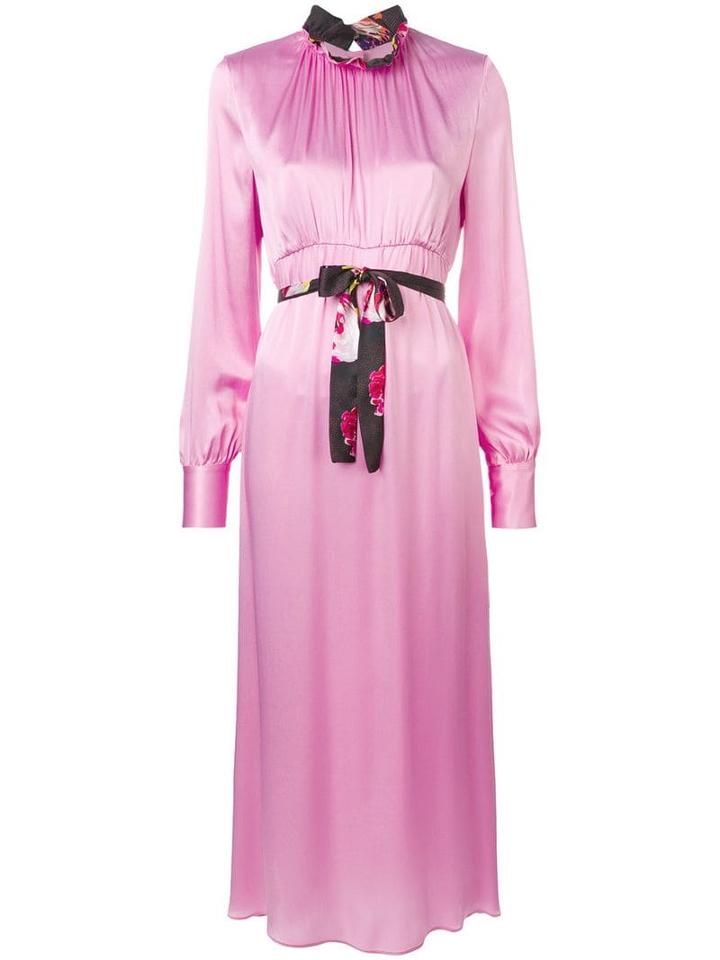 Msgm Long Sleeve Ruffle-neck Dress - Pink