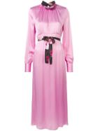 Msgm Long Sleeve Ruffle-neck Dress - Pink