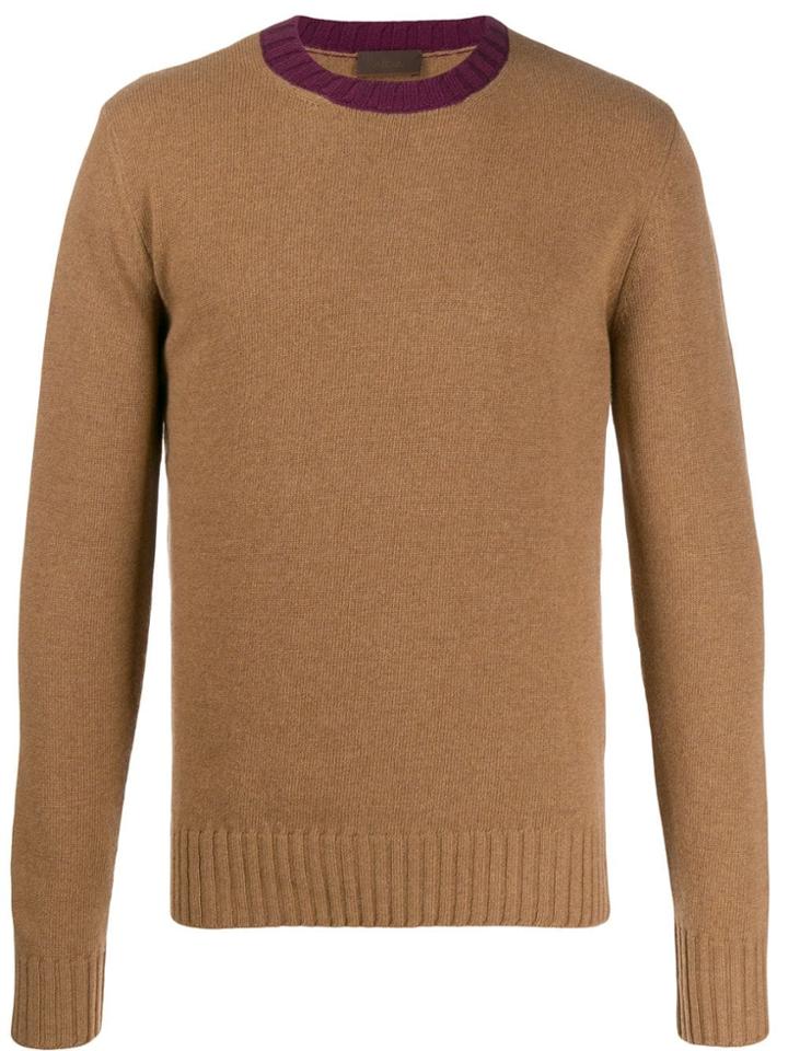 Altea Contrast Neck Jumper - Brown