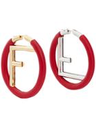 Fendi Logo Hoop Earrings - Red