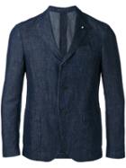 Lardini Denim Blazer, Men's, Size: 50, Blue, Cotton/linen/flax/polyester