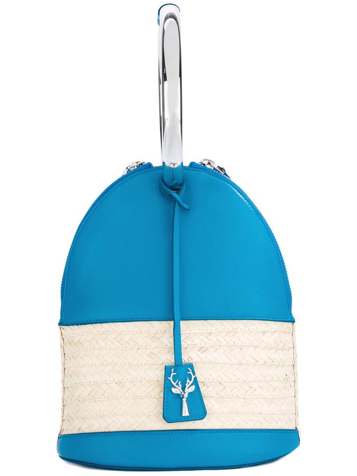 Savas - Alice Tote - Women - Calf Leather/straw - One Size, Women's, Blue, Calf Leather/straw