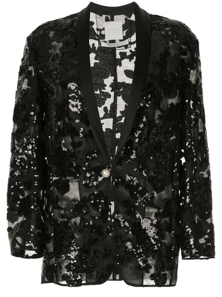 Ingie Paris Sequin Embellished Blazer - Black