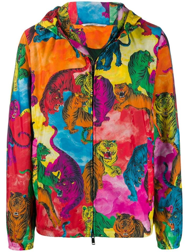 Valentino Tiger Print Windbreaker - Orange