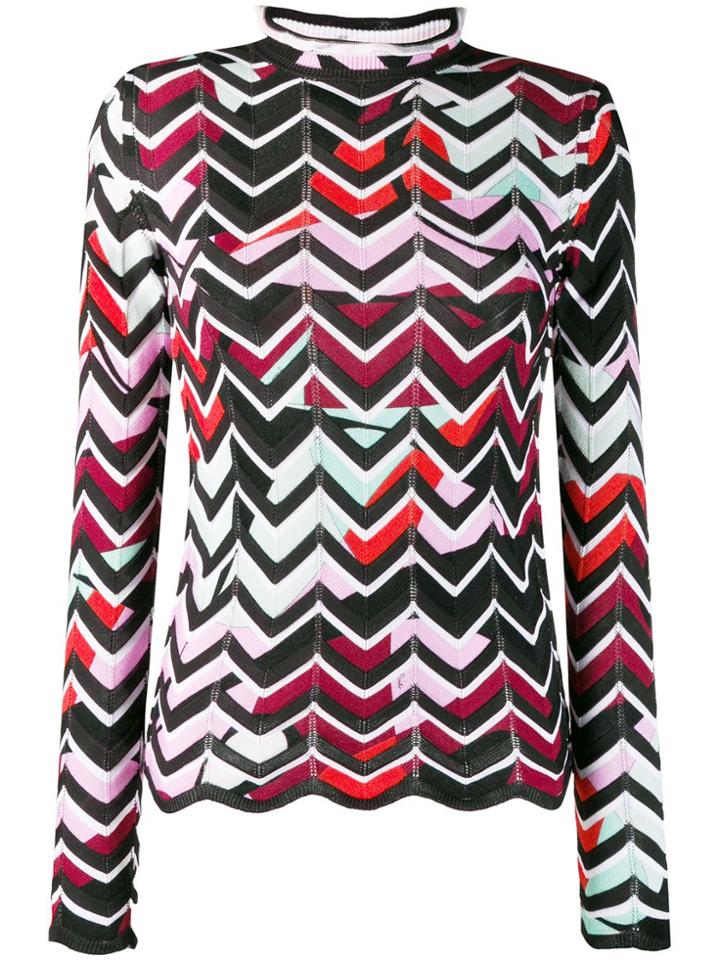 Emilio Pucci Chevron Knitted Top - Black