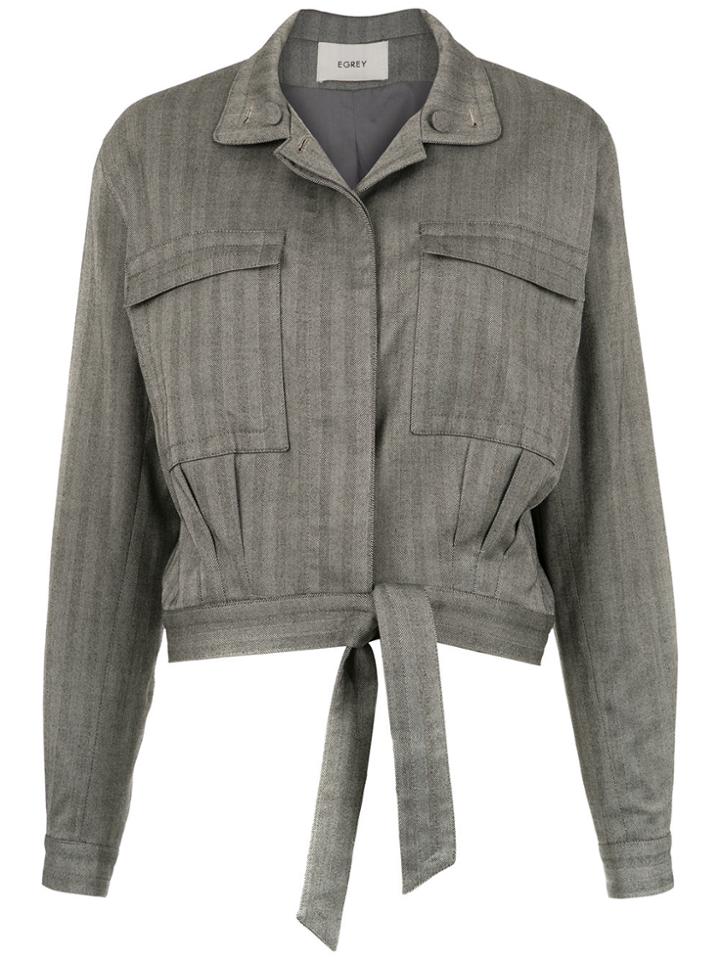Egrey Drawstring Cropped Jacket