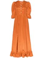 Batsheva Prairi Ruffled Midi Dress - Orange