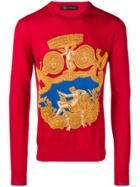 Versace Baroque Knit Sweater - Red