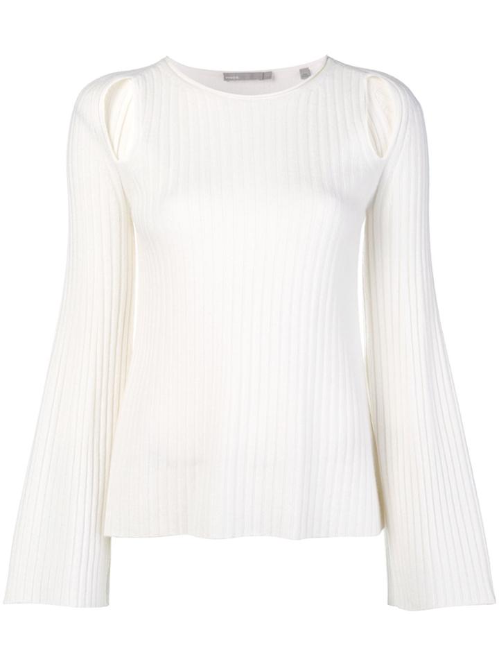 Vince Cut-out Ribbed Jumper - White